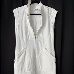 White Sleeveless Zip-Up Dress